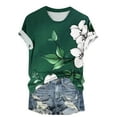 thumbnail image 5 of ZQGJB Plus Size Women Tops Dressy Cute Summer Floral Printed Casual Short Sleeve Oversized Crewneck T-Shirts Loose Comfy Pullover Blouse Multicolor#11 L, 5 of 5