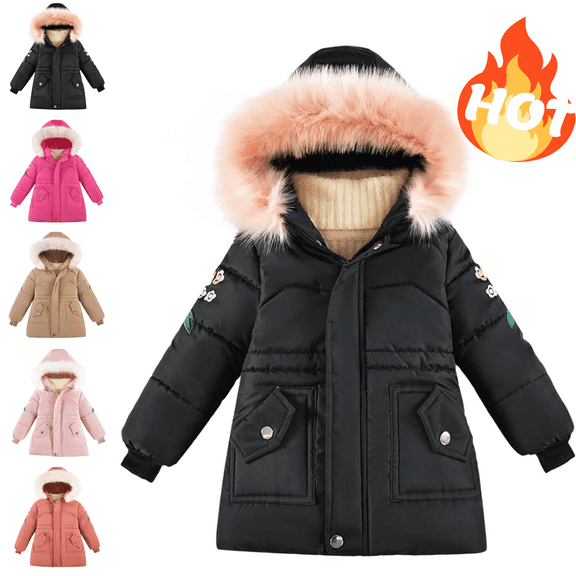 VEKDONE Toddler Boys Girls Quilted Coats Heavyweight Warm Parka Jacket Hooded Full Zip Cold Weather Windproof Outerwear