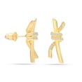 thumbnail image 6 of LeCalla 925 Sterling Silver 18K Gold-Plated CZ Knot Bar Stud Earring for Women Teen 25MM, 6 of 8