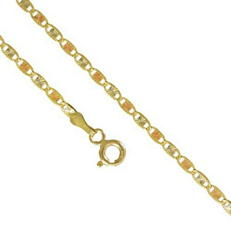 Vintage 10k Gold Charm 10K Yellow Rose Gold Men Women's 1.5MM Valentino Tri Color Necklace Chain Link Spring Clasp, 16-24 Inches (24) ()