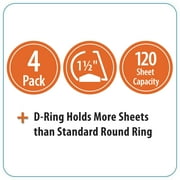 (2 pack) Pen+Gear Durable View 1/2 D-Ring Binders, White, 4 Count