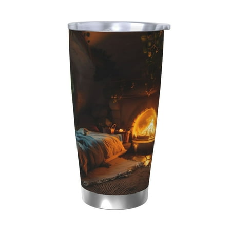 

Uemuo Cozy Tree Hole Cabin Print Travel Coffee Mug 20oz Double-walled Car Cup Stainless Steel Insulated Tumbler Leak-proof Travel Cup Reusable Straw Car Cup-Without Straw