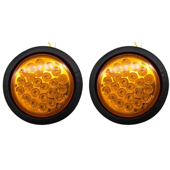 4" Round 24 LED Stop Turn Signal Brake Marker Running Light IP67 2x Amber