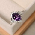 thumbnail image 2 of HeartsAndYou 2ct Natural Amethyst & Diamond Solitaire Floral Halo Ring 14k SOLID White Gold, 2 of 8