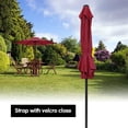 thumbnail image 3 of 7.5 Ft Patio Umbrella Outdoor Market Table Umbrella with Crank, 6 Ribs, Polyester Canopy, Dark Red, 3 of 7