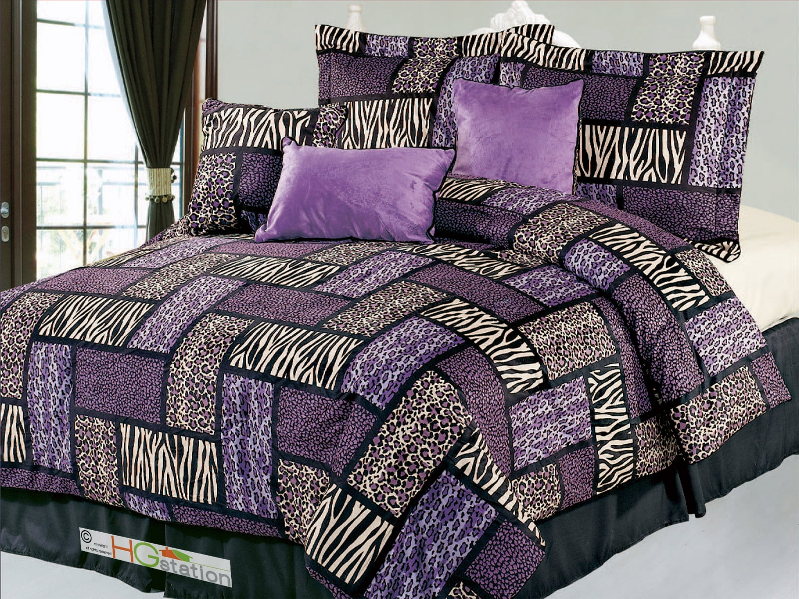 7 Pc Big Cat Feline Modern Rectangle Patchwork Leopard Cheetah