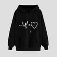 thumbnail image 2 of Women's Heart Hoodies, Sweatshirts for Women Pullover with Hood and Pockets Casual Long Sleeve Tops Fleece Lined Hooded Sweatshirt Drawstring Hoody Sweater, 2 of 6