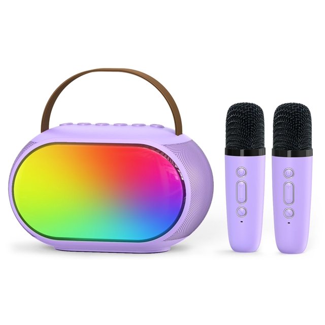 Máquina de micrófonos de karaoke Heroange para niños con 2 micrófonos inalámbricos