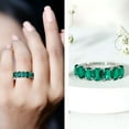 thumbnail image 3 of Rosec Jewels Lab Grown Emerald Half Eternity Ring for Women (AAAA Grade), 18K White Gold, US 5.00, 3 of 8