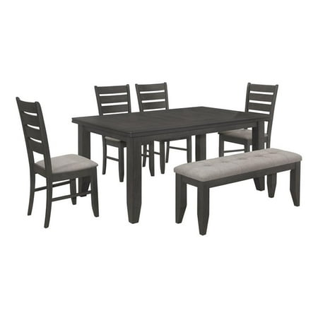 Pemberly Row 6-piece Transitional Wood Rectangular Dining Set in Gray