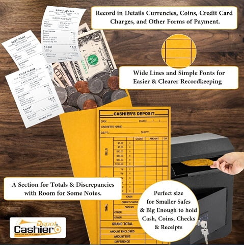 500 Cashier Depot EZ400 Cashier's Deposit Report Envelope, 4 1/8" x 9 1/2", Premium 24lb. (500 Envelopes)