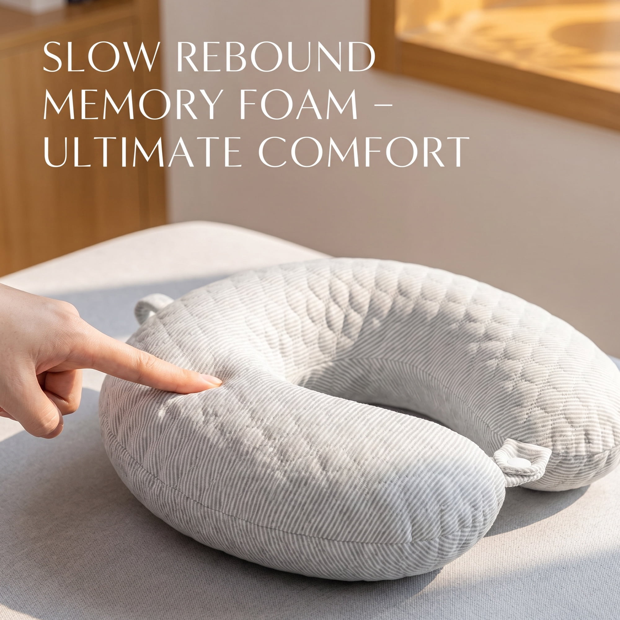 Unique Bargains Memory Foam U Shape Travel Neck Pillow for Office Naps Gray 12"x12"x4"