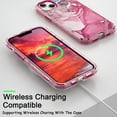 thumbnail image 6 of Mantto for iPhone 15 Case, 3 in 1 Slim Hybrid Crystal Rubber Bumper Cute Marble Pattern Hard PC Soft Silicone Drop Protection Women Girls Cover for iPhone 15, Pink Marble, 6 of 6