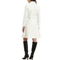 thumbnail image 3 of INSPIRE CHIC Pea Coat for Women Winter Stand Collar Button Down Mid Long Coats Outerwear with Belt XS White, 3 of 6