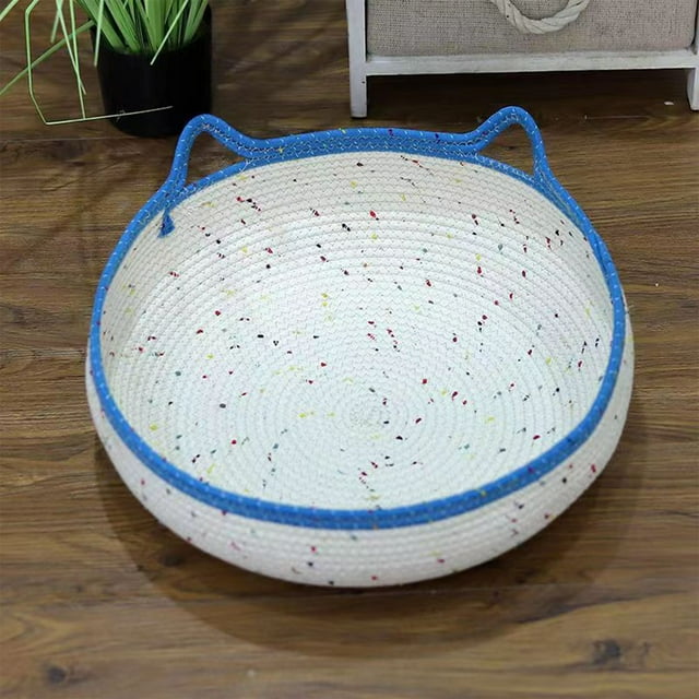 Fiudx Cama para Mascotas de Cuerda de Algodón, Resistente Al Desgaste, Antipelusas, para Todo Tipo de Clima, Cómoda Zona de Descanso, Universal para Todas Las Razas, 35 X 35 X 13 Cm