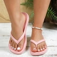thumbnail image 2 of Lightweight Non Slip Flip Flops for Womens Open Toe Quick Drying Shower Sandals Low Platform Beach Thong Slides Pink Size 7, 2 of 5