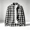 thumbnail image 5 of TRUNZI Mens Plaid Long Sleeve Button Down Shirts Regular Fit Work Office Suit Gingham Shirts with 2 Chest Pockets, 5 of 8