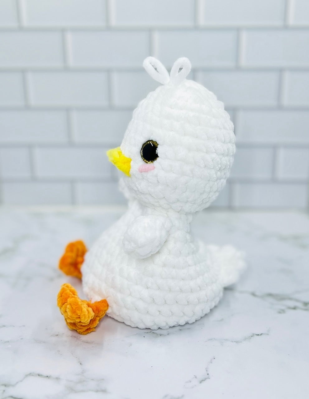Couch Brigade Weighted Crochet Pekin Duck | Chunky Chenille Amigurumi Plush