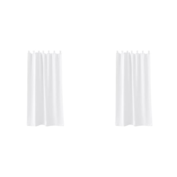 2 PcsTab Top Blackout Curtain Panel 52 x 95 Inch, Room Darkening Thermal Insulated Curtain with Hook-and-Loop Tabs for Indoor Outdoor Patio Living Room, Window and Wall Decor, White