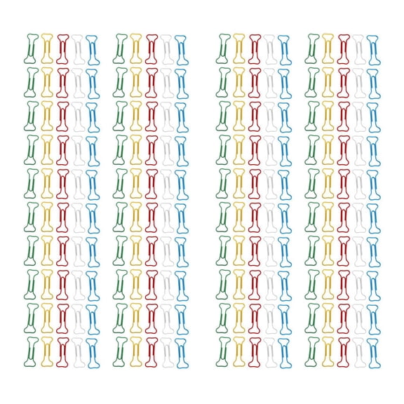 200Pcs Bone Shape Multicolor Metal Paper Clips