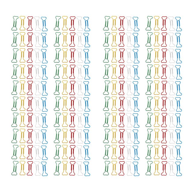 200 clips de papel de metal multicolor con forma de hueso.
