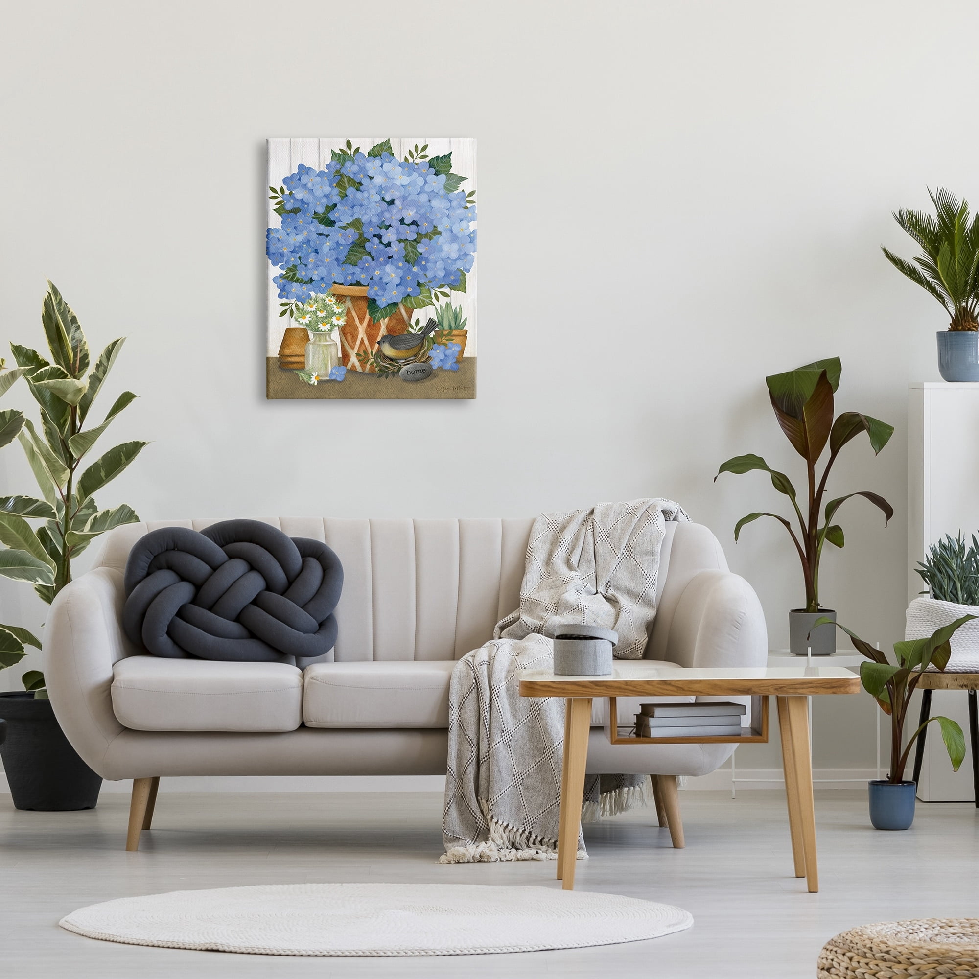 Stupell Blue Hydrangeas Country Arrangement Botanical & Floral Painting Gallery Wrapped Canvas Print Wall Art