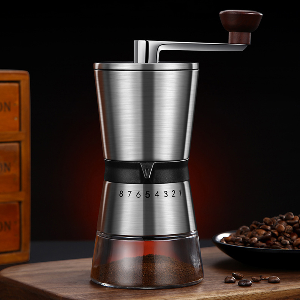 Hand Coffee Mill Stainless Steel Hand Coffee Grinder Ceramic Burr with Hand Crank Detachable for Home/Office/Camping/Traveling