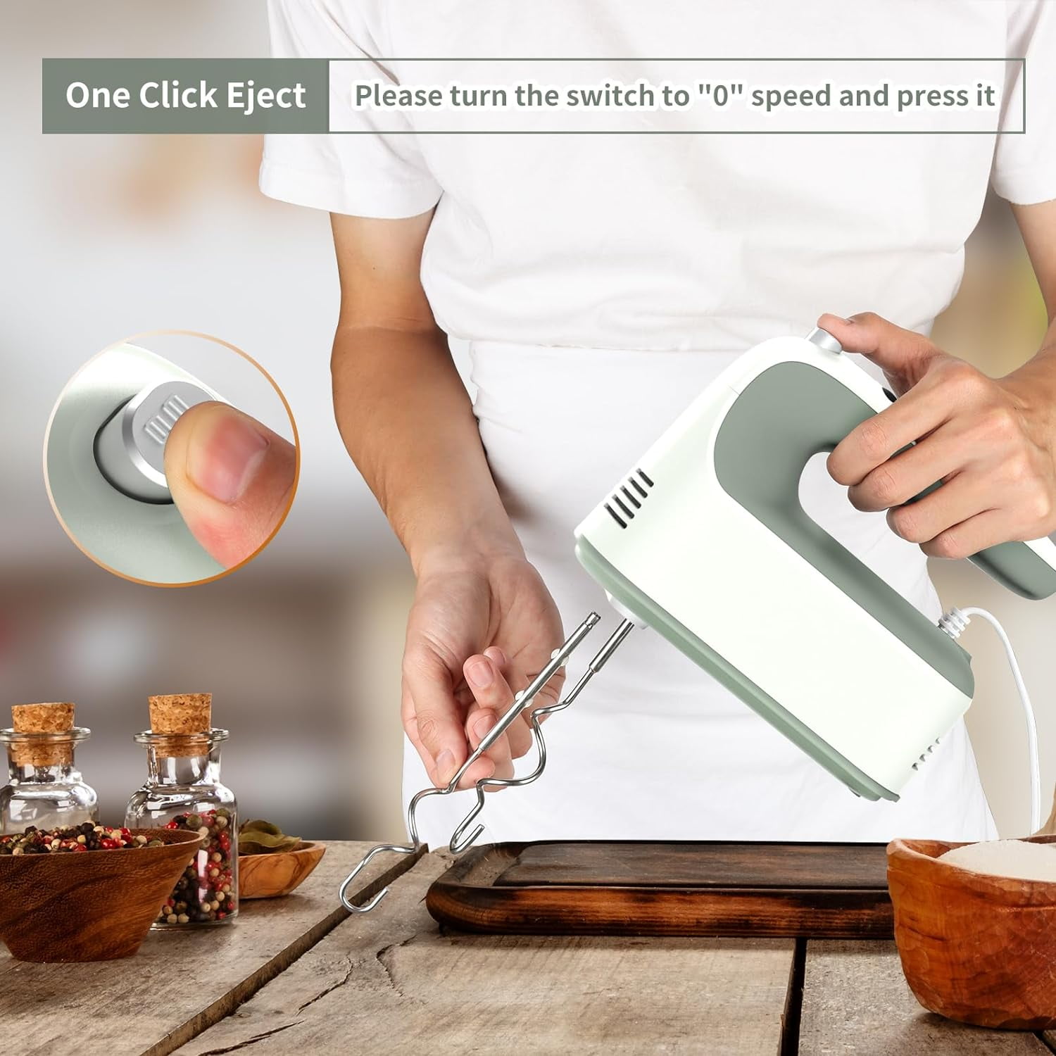 9-Speed Digital Hand Mixer Electric, 400W Powerful  Motor with Storage Case and 5 Accessories