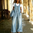 thumbnail image 6 of Zormilly Denim Overalls for Women Button Front Wide Leg Jeans Jumpsuits with Pockets Fashion Baggy Jeans Bib Overalls, S-3XL, 6 of 9