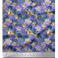 thumbnail image 1 of Soimoi Silk Fabric Monstera Leaf & Floral Print Sewing Fabric Yard 42 Inch Wide, 1 of 5