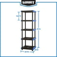 thumbnail image 5 of (4 pack) Hart 5-Shelf Plastic Storage Shelf, 24" W x 20" D x 72" H, Holds up to 500 lb Total Capacity, Black and Blue, 5 of 13