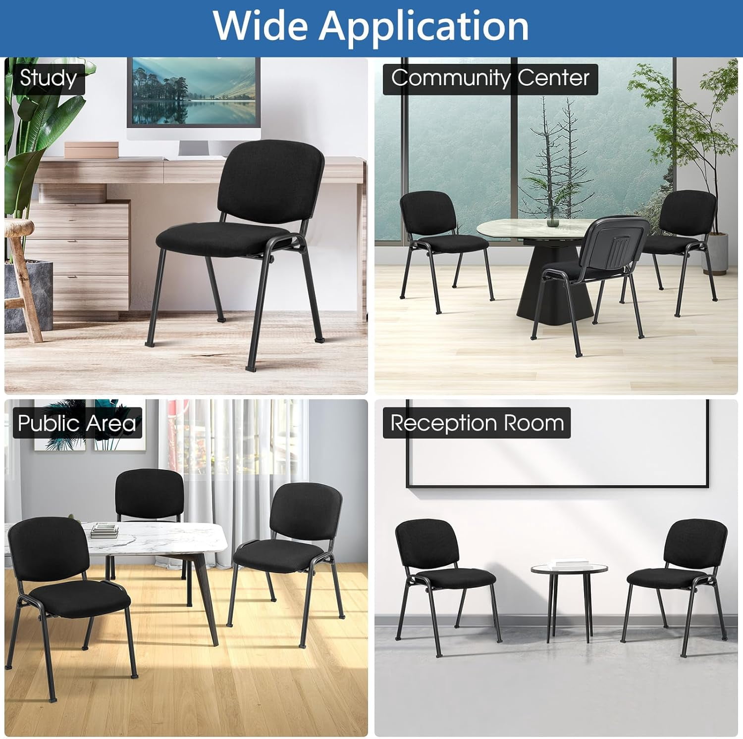 RELAX4LIFE Modern Office Reception Waiting Room Chairs, Stackable, Armless, Padded Seat & Ergonomic Backrest, 330 lbs Weight Capacity