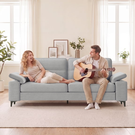 88" Oversized Loveseat Sofa 3 Seat Modern Chenille Couch Adjustable Armrest for Living Room Small Spaces Gray