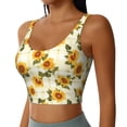 thumbnail image 2 of Pofeuu Light Green Plaid Sunflower Print Sports Bra for Women Sexy Vest Yoga Running Gym Fitness Crop Bras Tops-Large, 2 of 8