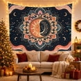 thumbnail image 3 of Sun and Moon Mandala Within Layered Petals, Mystical Celestial for Astronomy Fans, Night Sky Decor, Housewarming Gift, Tapestry Wall Hanging for Bedroom and Meditation Room, 3 of 7