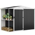 thumbnail image 6 of ModFusion 8×4 Metal Storage Shed with Dual Shelves, Air Vents, Bikes, Workshop Gear, Gable Steel Roof, Pool Building, 90.9x45.9x70.8 inch, Lawn, Dark Gray, 6 of 11