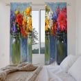 thumbnail image 3 of Spring Flowers Kitchen Curtain for Berdoom Living Room Cafe 72 Inch Length, Rustic Botanical Vases Floral Oil Painting Tiers Curtains Light Filtering Drapes Window Treatment 2 Panels 52"Wx72"L, 3 of 8