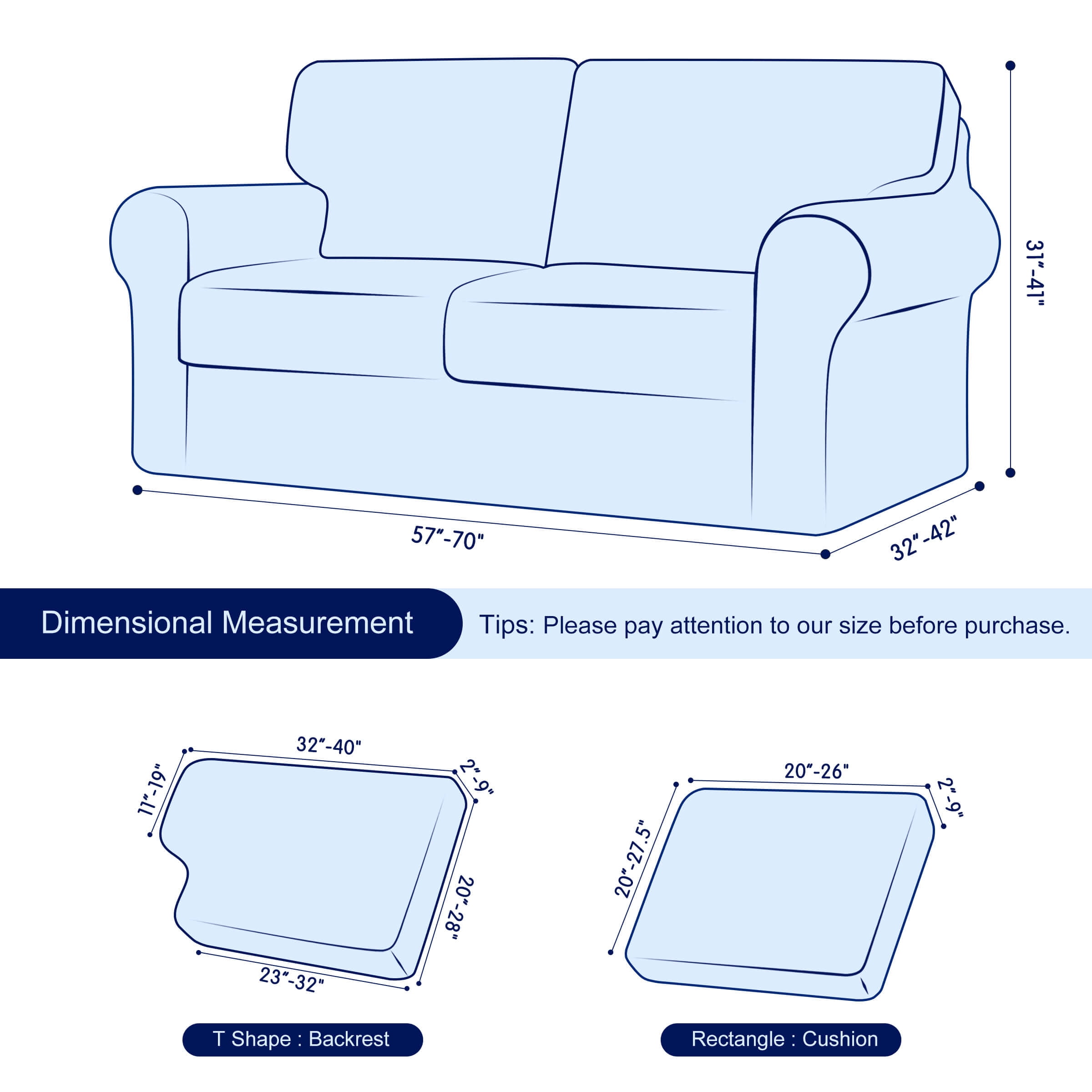 Subrtex Sofa Slipcover Sets 5 Pieces Stretch Couch Cover Backrest Cushion Covers (Loveseat, Khaki)