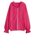 thumbnail image 6 of KTFgvq Women's Zip Up Hoodie Jacket, Oversized Casual Sweatshirt, Drop Shoulder Full Zip Top for Vacation Work Leisure, Hot Pink L, 6 of 6