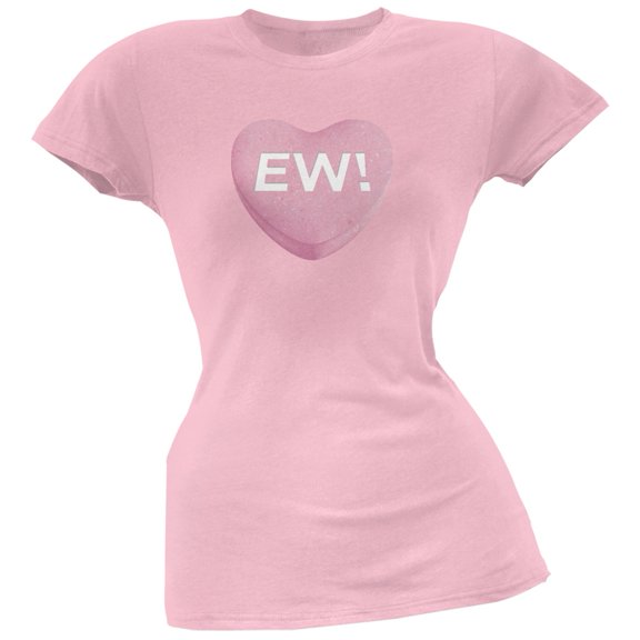 Ew Candy Heart Pink Soft Juniors T-Shirt - Large