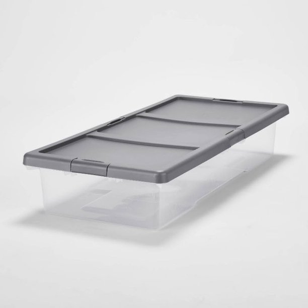 Underbed Latching Large Storage Box Stackable Clear Transparent Durable