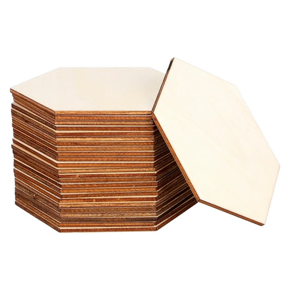 HORIALENCE Unfinished Wood Cutout 25Pcs Hexagon Wooden Slices for Wedding and DIY Artwork