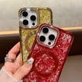 thumbnail image 6 of Compatible for iPhone 15 Pro Max Magnetic Glitter Case, Luxury Plating Shining Phone Case with Rhinestone Lens Frame Protection, Compatible with Mag-Safe for Women Girls Shockproof Back Cover, Purple, 6 of 7