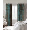 thumbnail image 3 of Teal Wood Grain Blackout Curtains 54 Inches Long, Gradient Farm Old Wooden Board Vintage Thermal Insulated Black Out Curtains, Darkening Window Curtain Drapes for Bedroom Living Room 45"x54" 2 Panels, 3 of 8
