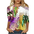 thumbnail image 1 of Penkiiy Blouse de Carnaval Manches 3/4 Chemise de Printemps Tee Quotidien Imprimé Masque Blouse Mardi Gras Col Rond 2024 Tee Tunique Habillée m Multicolore, 1 of 5