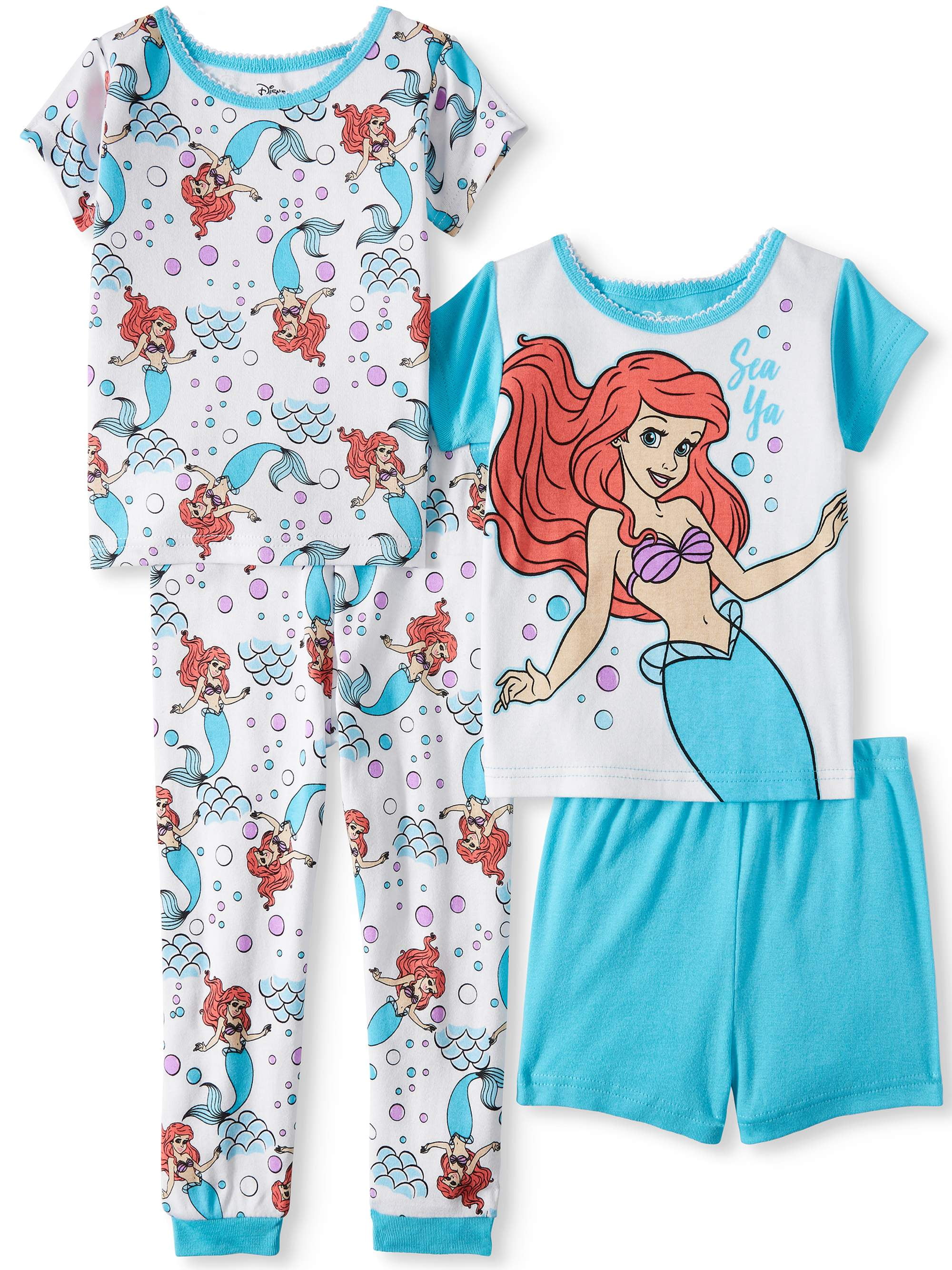 The Little Mermaid Cotton Tight Fit Pajamas, 4pc set (Toddler Girls