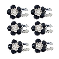HUANLEDASH 1/6Pcs Button Covers Faux Pearls Shiny Rhinestone Flower Shape Button Clip with Pliers Press Dress Suit Tux Accessories