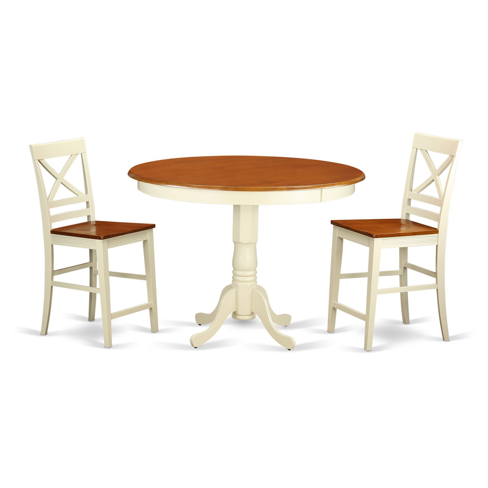 East West Furniture Trenton 3 Piece CrossAndLadder Dining Table Set