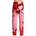 thumbnail image 6 of Fgvctg Valentine's Day Mens Pajamas Casual Sleepwear Wide Leg Pajamas Heart Print High Waisted Pjs Pant Stretch Spring Drawstring Lounge Pants with Pockets Vermilion L, 6 of 6