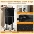 thumbnail image 4 of 115L Laundry Basket with Wheels, 30 Gal. Rolling Laundry Hamper, Removable and Machine Washable Liner, Steel Frame, Tall Laundry Cart for Laundry Room, Bedroom, Bathroom, Dorm Storage -Gray, 4 of 10
